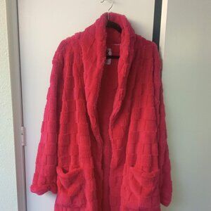 MUK LUKS 3x RED Checkerboard Plush Robe Thick n Fluffy BERRY Color 24w/26w Plus